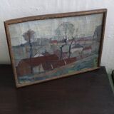 Wabi sabi landscape painting | Oil on canvas | 1920s | Belgium