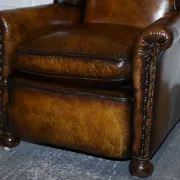 Victorian Hand-Dyed Brown Leather Reading Chair
