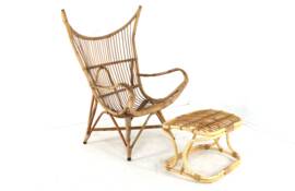 Rattan Footstool - mid century modern - japandi