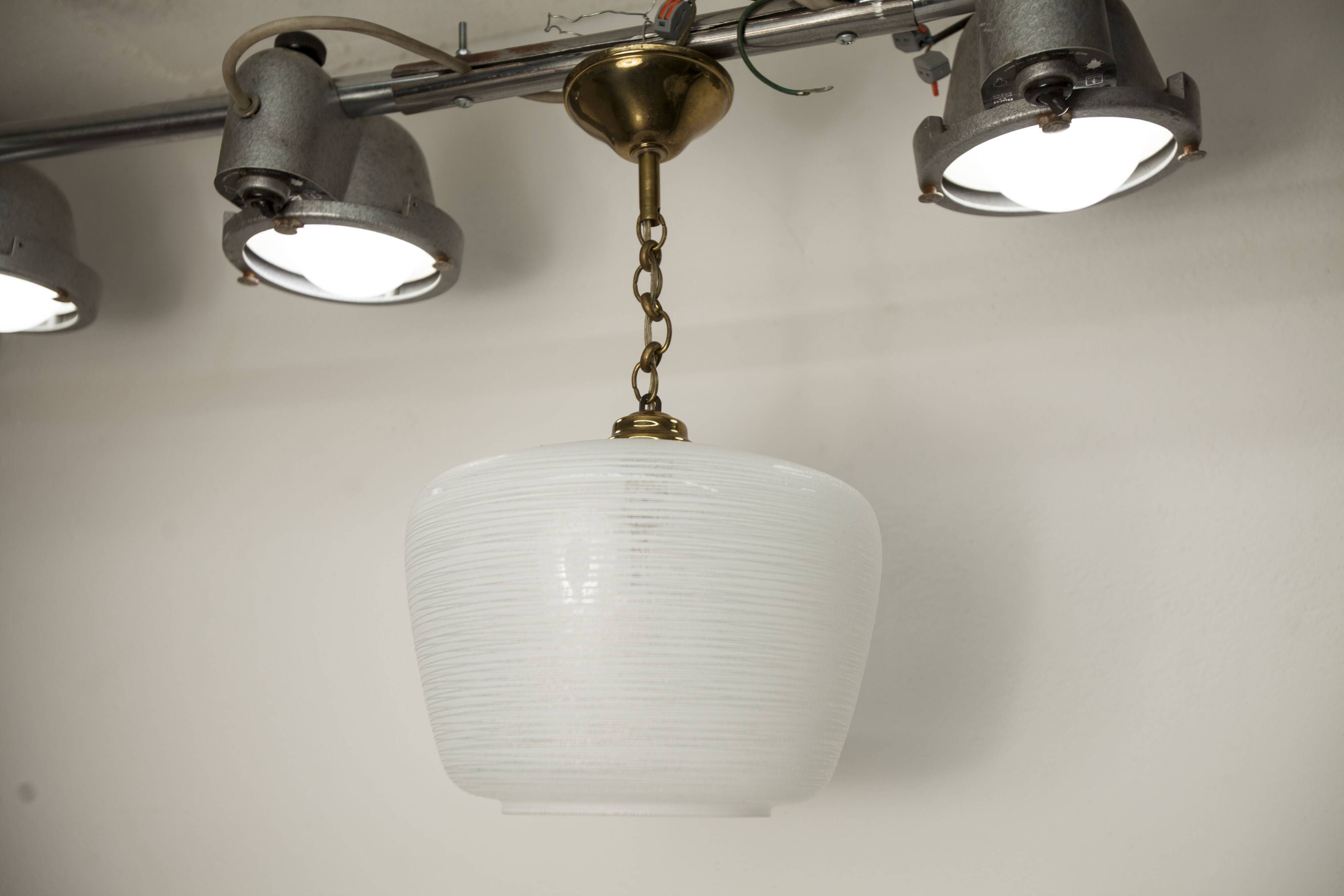 Lustre Italy 1960 striped glass and mid-century brass 1950
