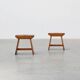 Rustic Pine Stool with Cut-Out Trestle Legs, Sweden, circa 1920
