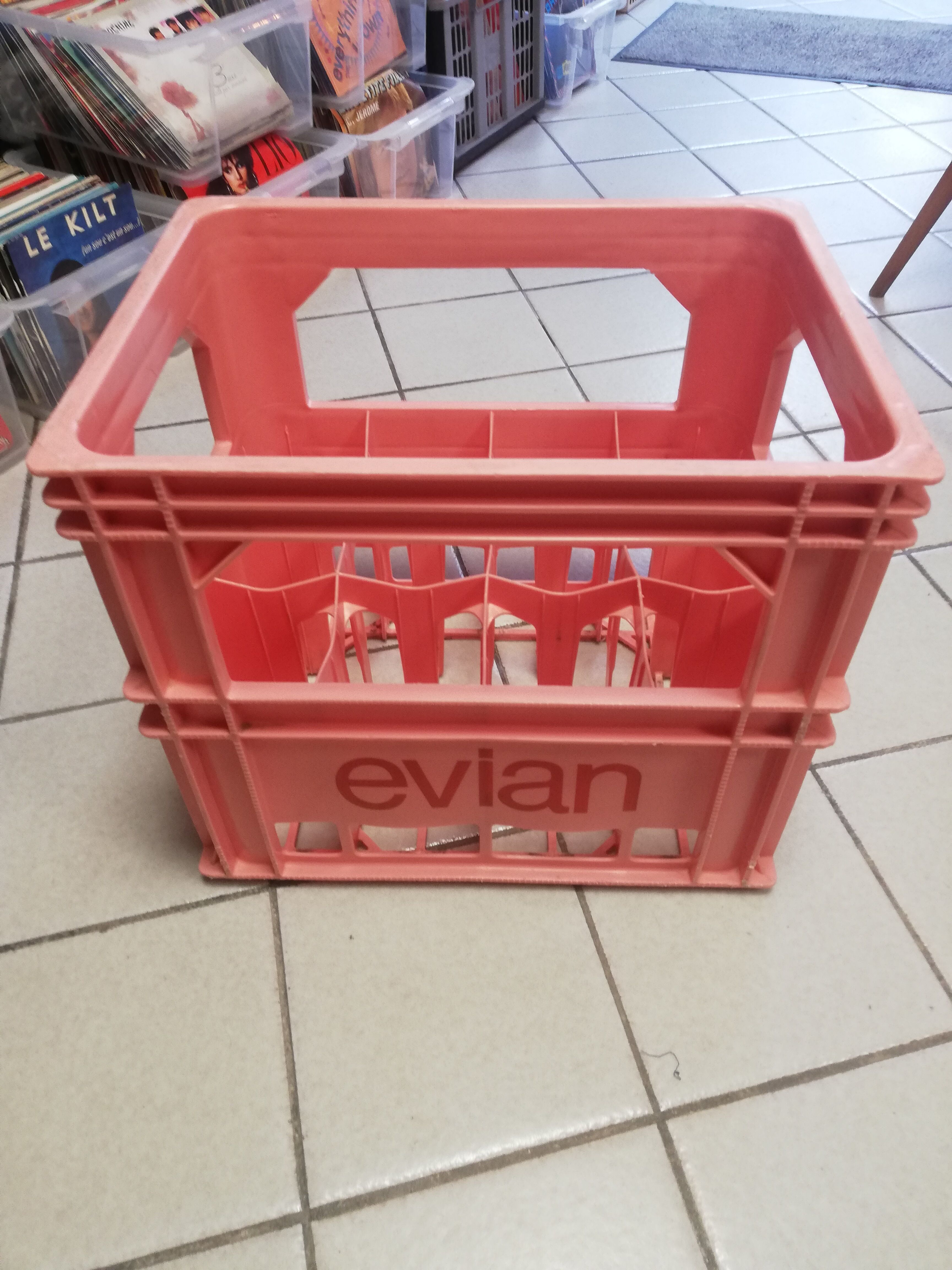 Evian bottle rack
