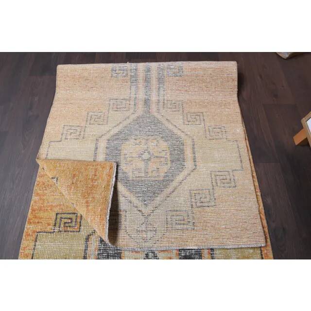 Vintage Turkish Oushak Handmade Wool Runner 89x344