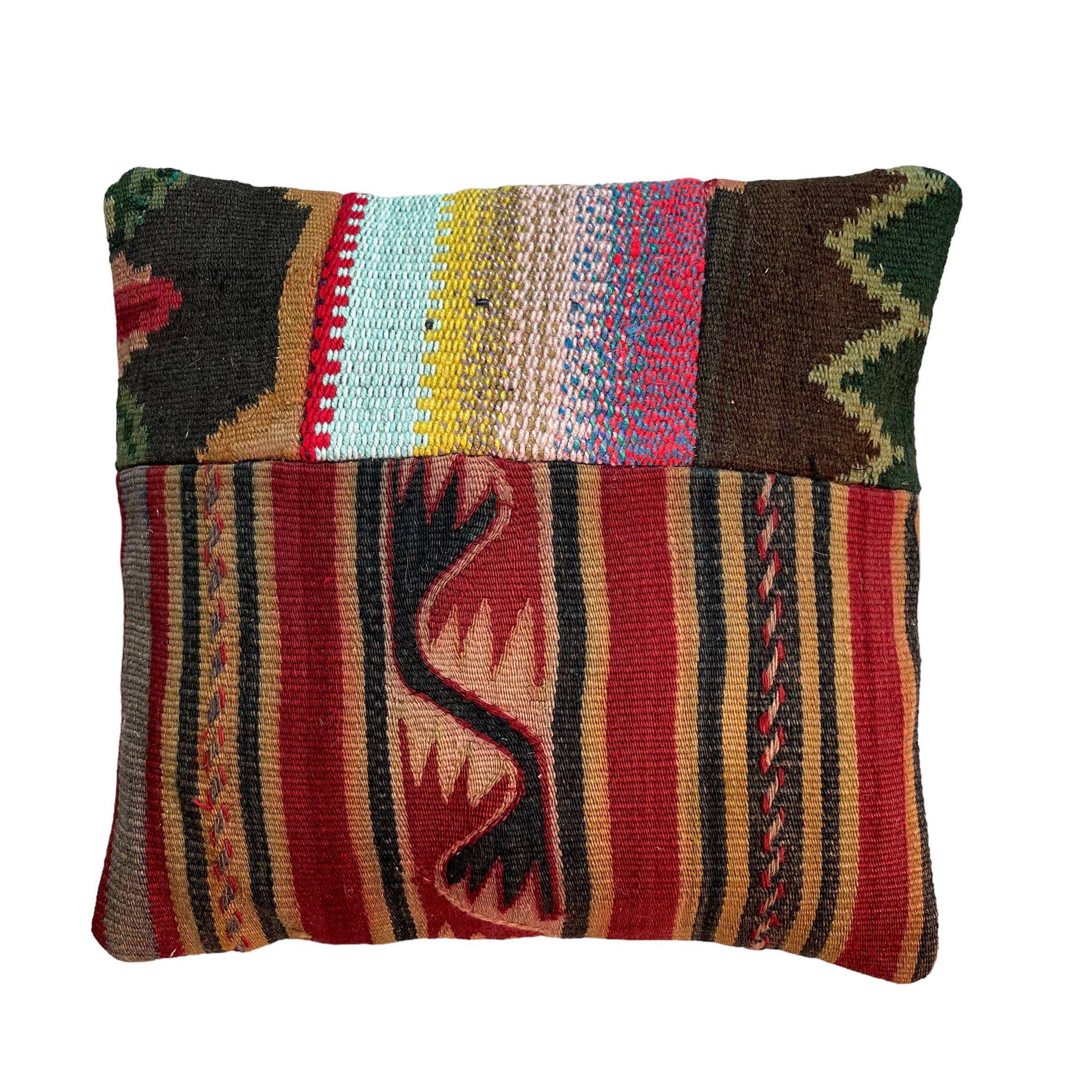 Turkish kilim patchwork cushion cover