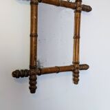 Antique turned bamboo mirror with pitted glass 45x39 cm