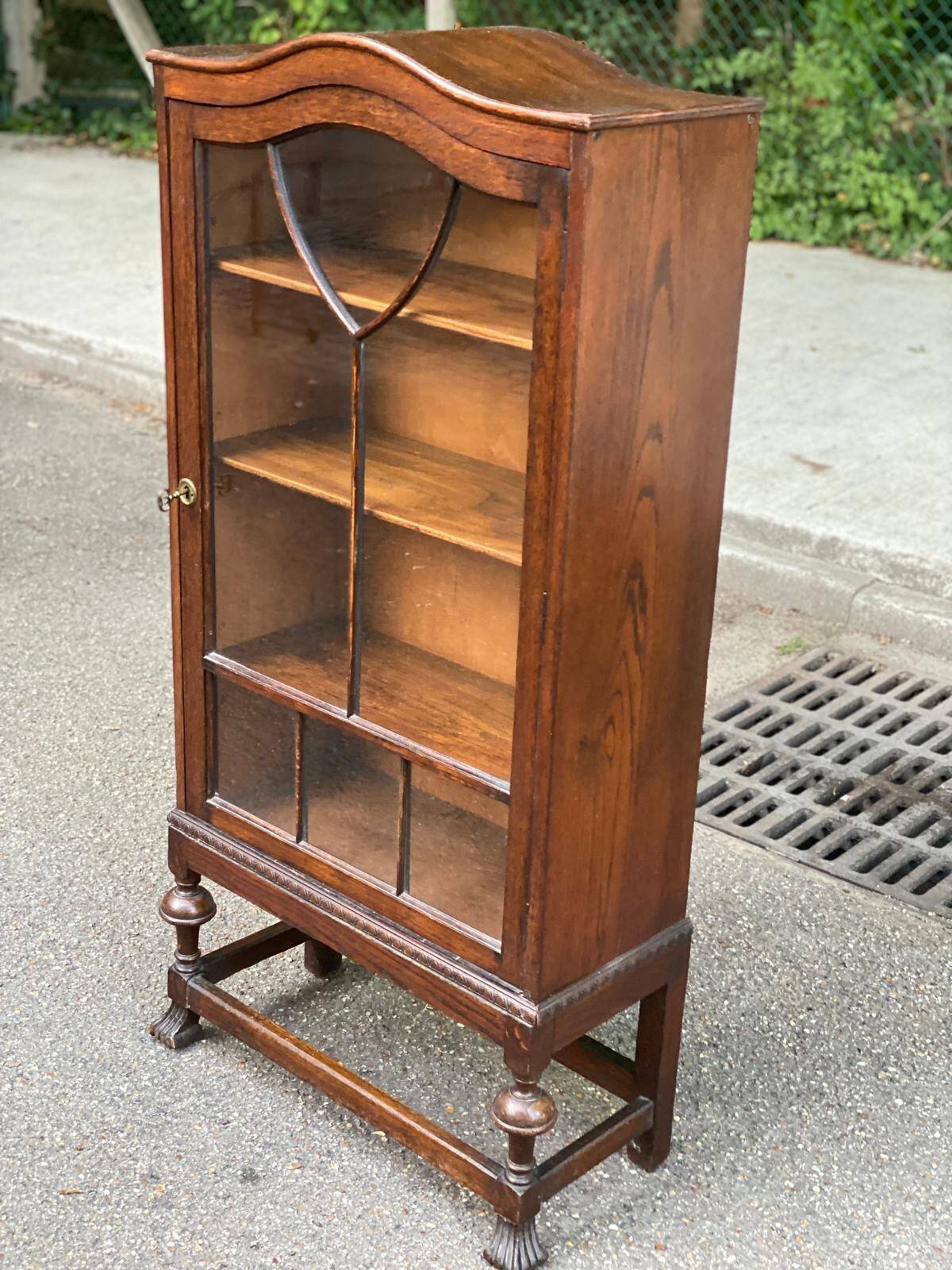 19th century English Regency solid wood display cabinet