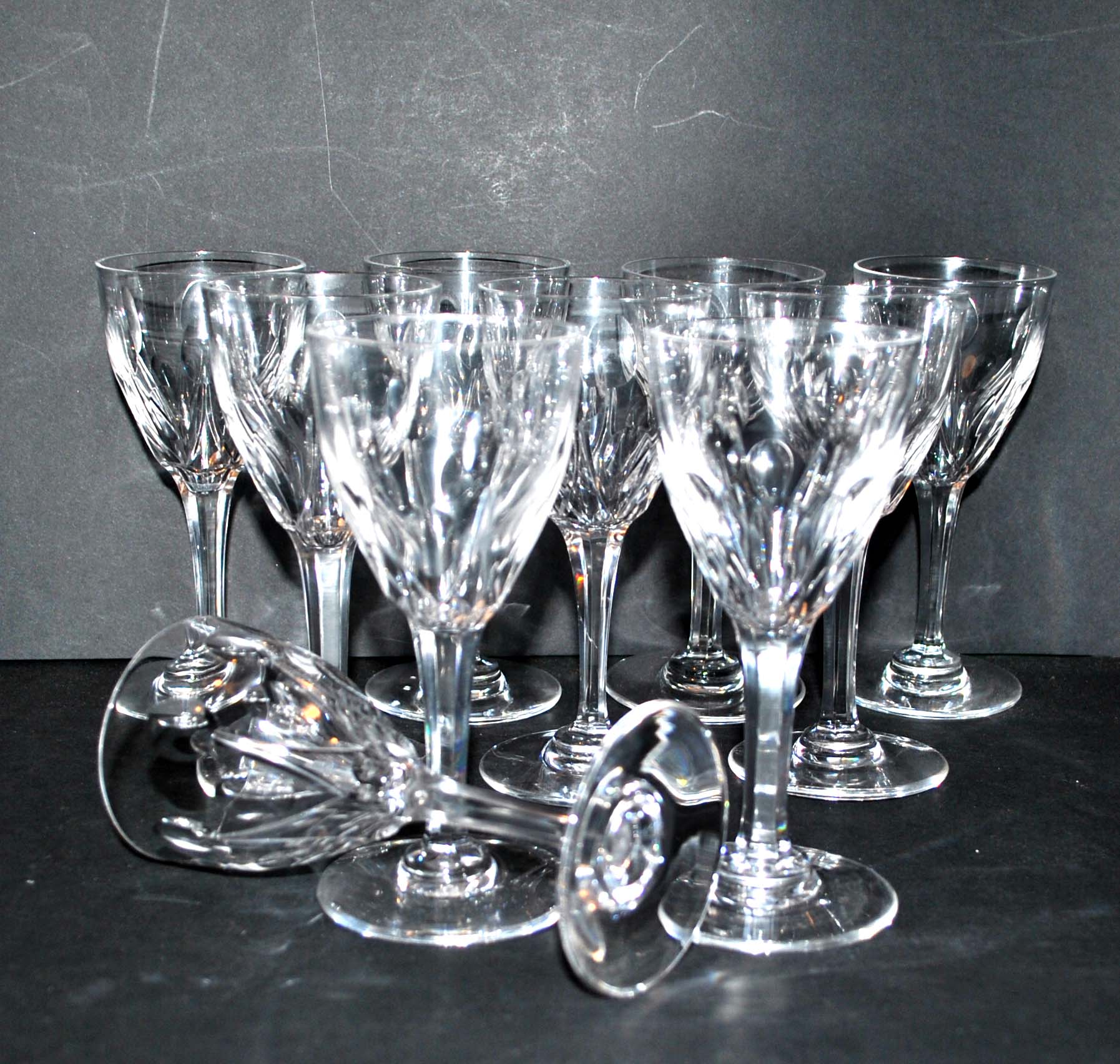 Saint-louis set of 10 white wine glasses in cut crystal vic 1930 13cm