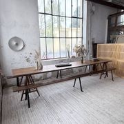 XXL trestle farm table 4m and its benches