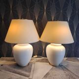 Lamps 2 white cracked ceramic foot fires