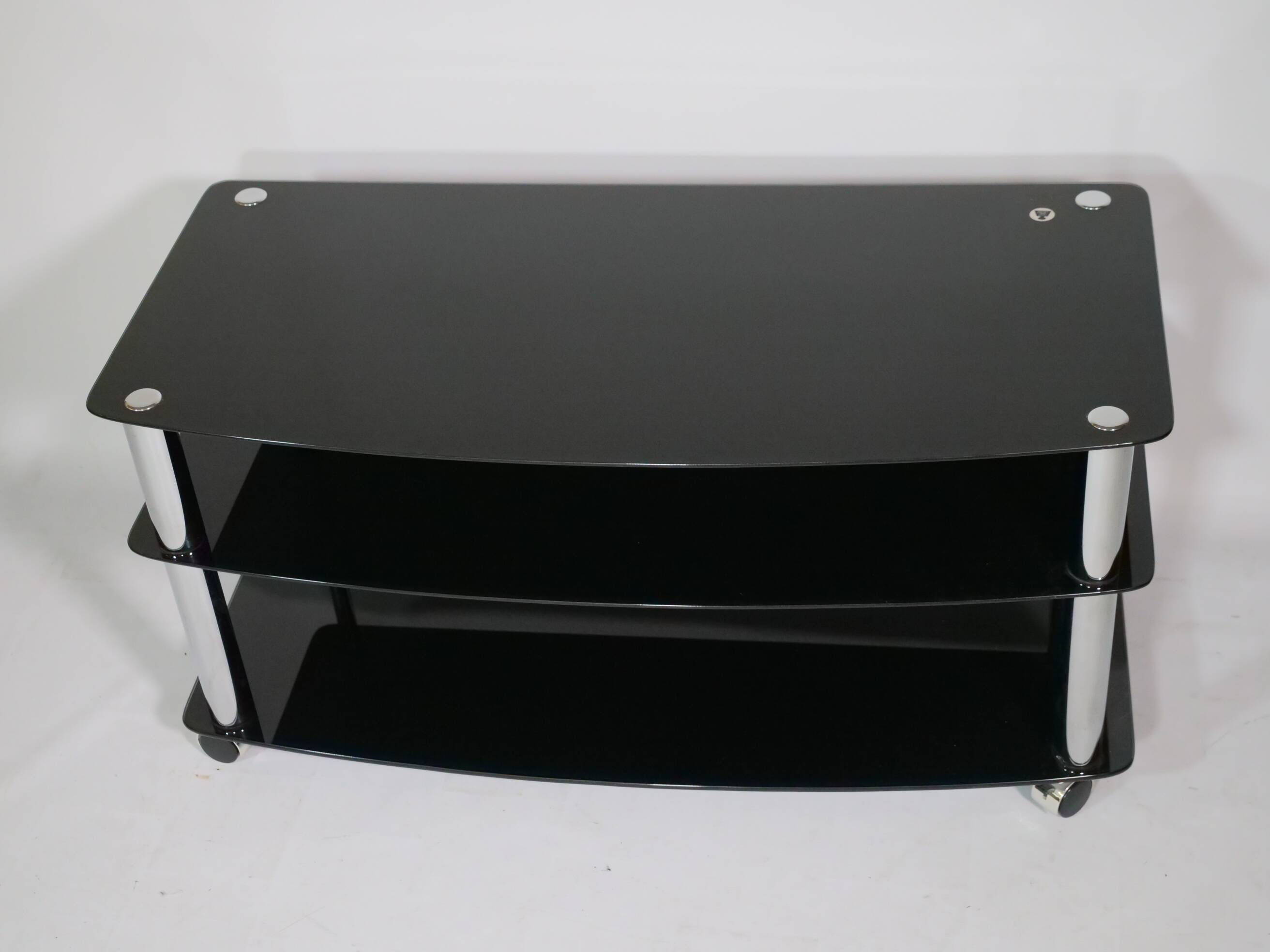 True vintage roll phono chest of drawers sideboard glass shelf 80s