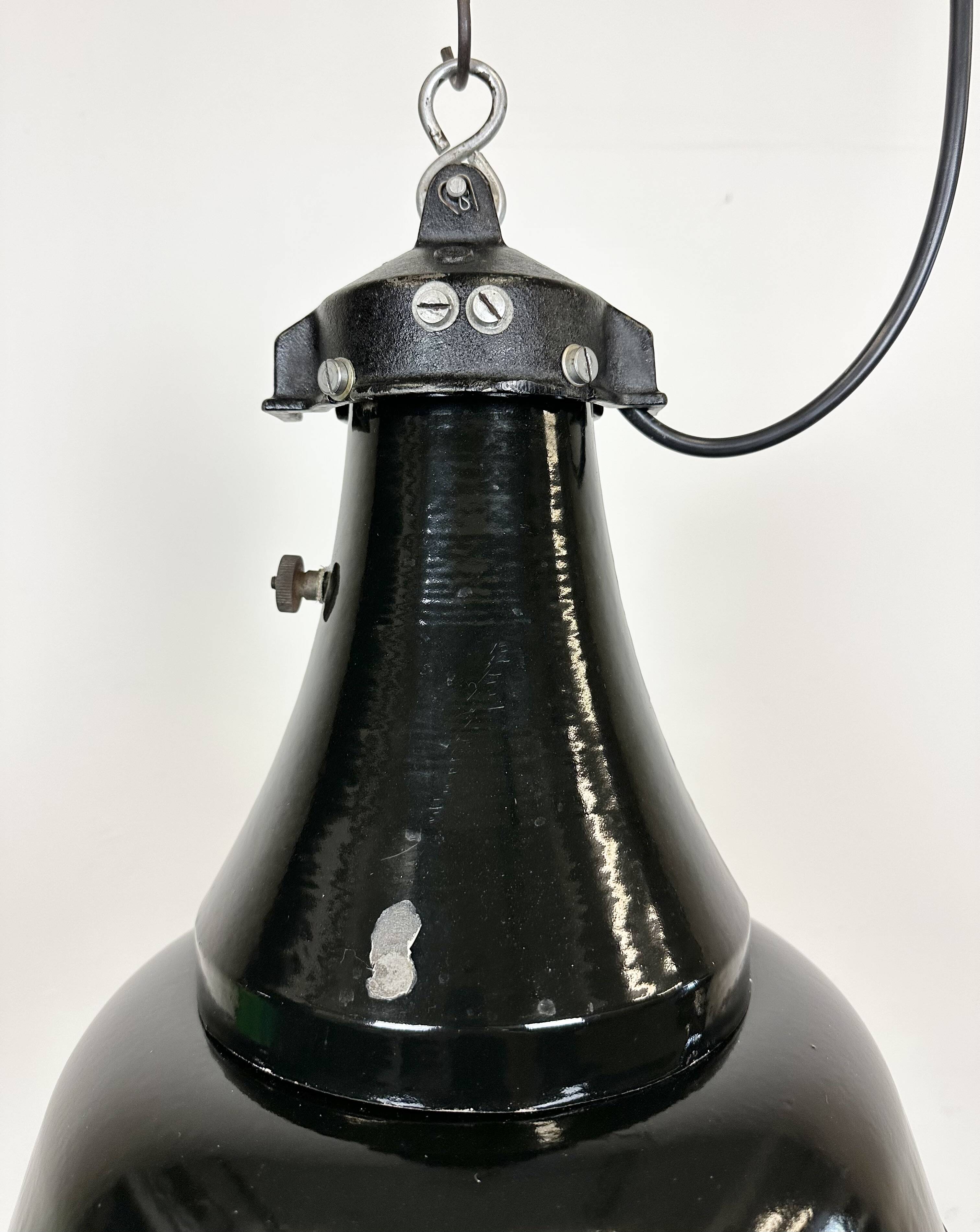 Industrial Black Enamel Bauhaus Pendant Lamp, 1930s