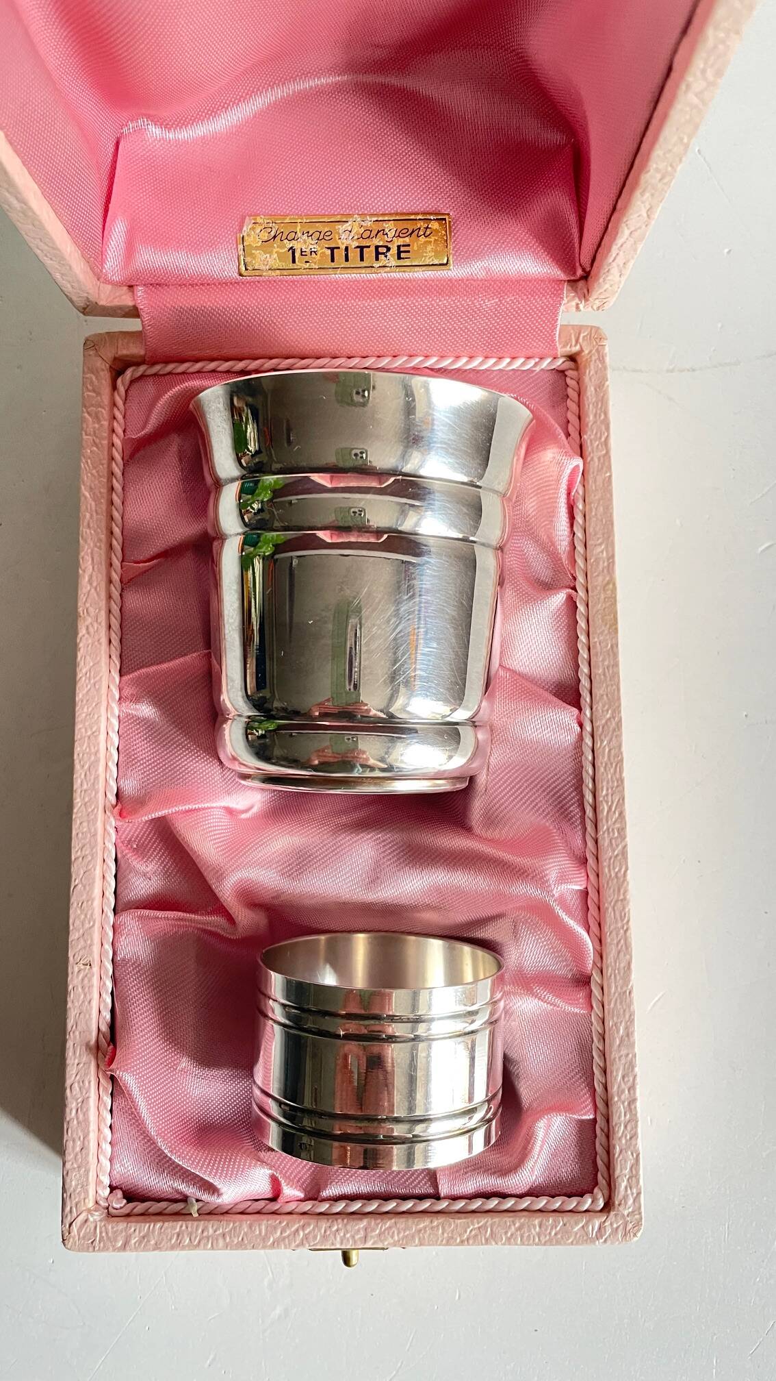 Silver-plated glass and napkin ring by UDNER