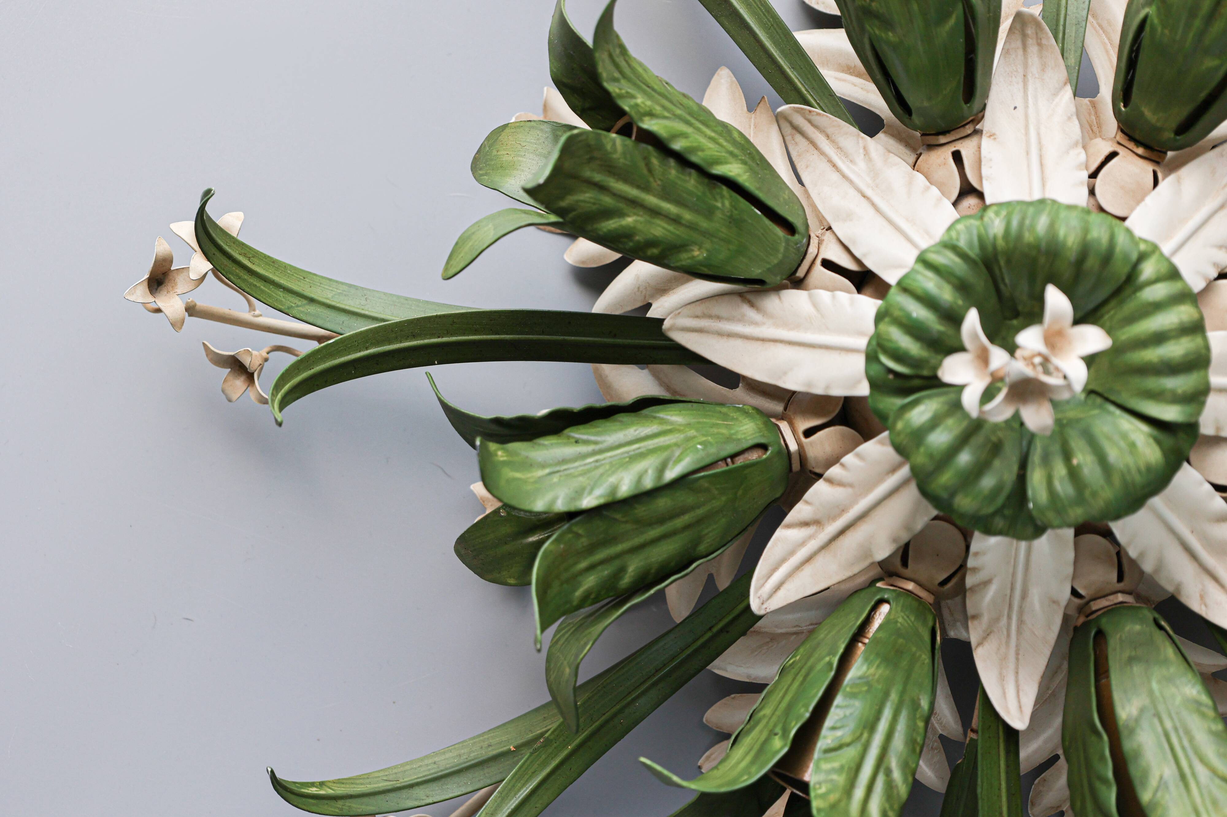 Vintage ceiling lamp, floral design, 1980s, Italy