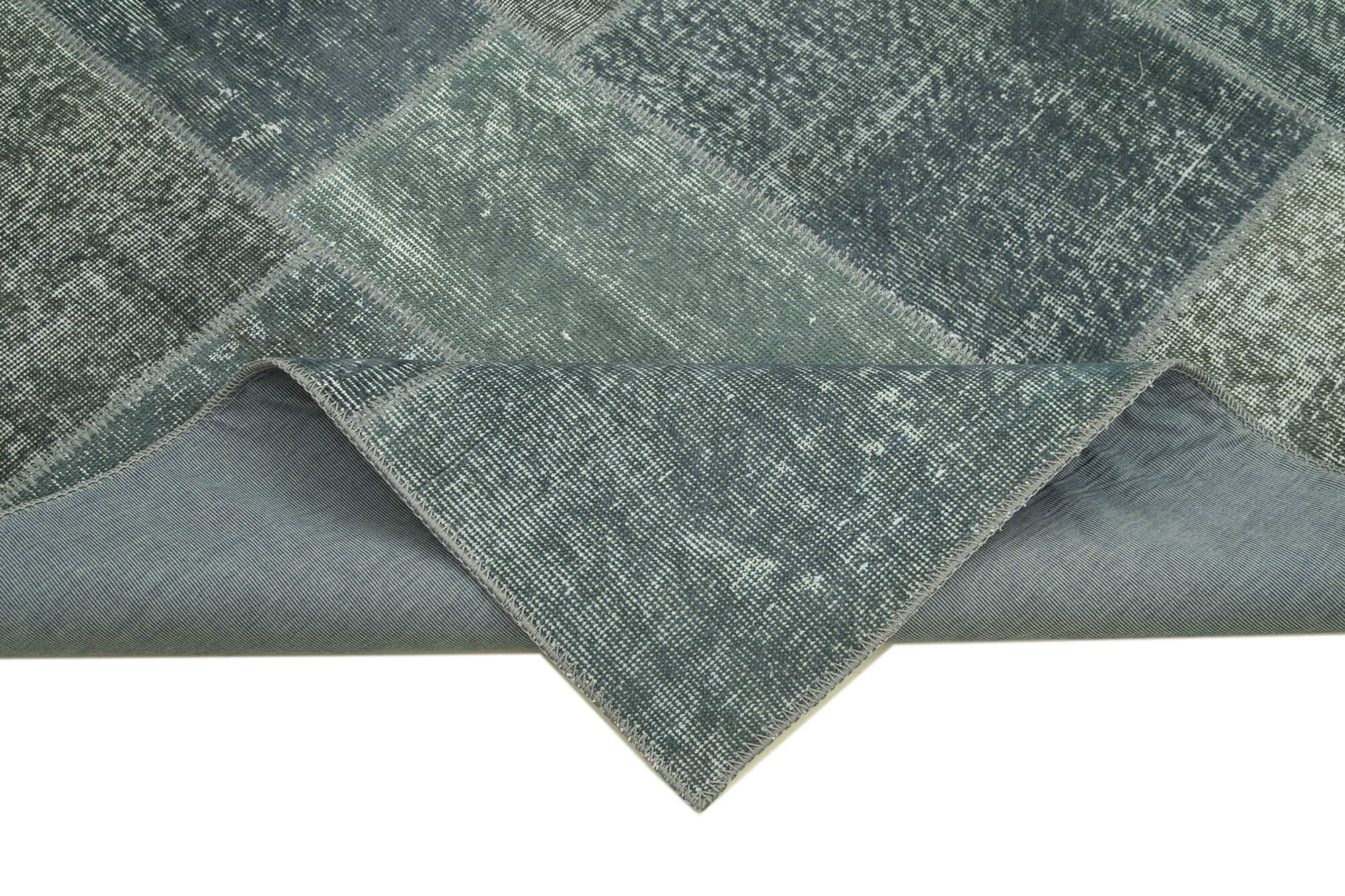 Handmade oriental contemporary 171 cm x 243 cm grey patchwork rug