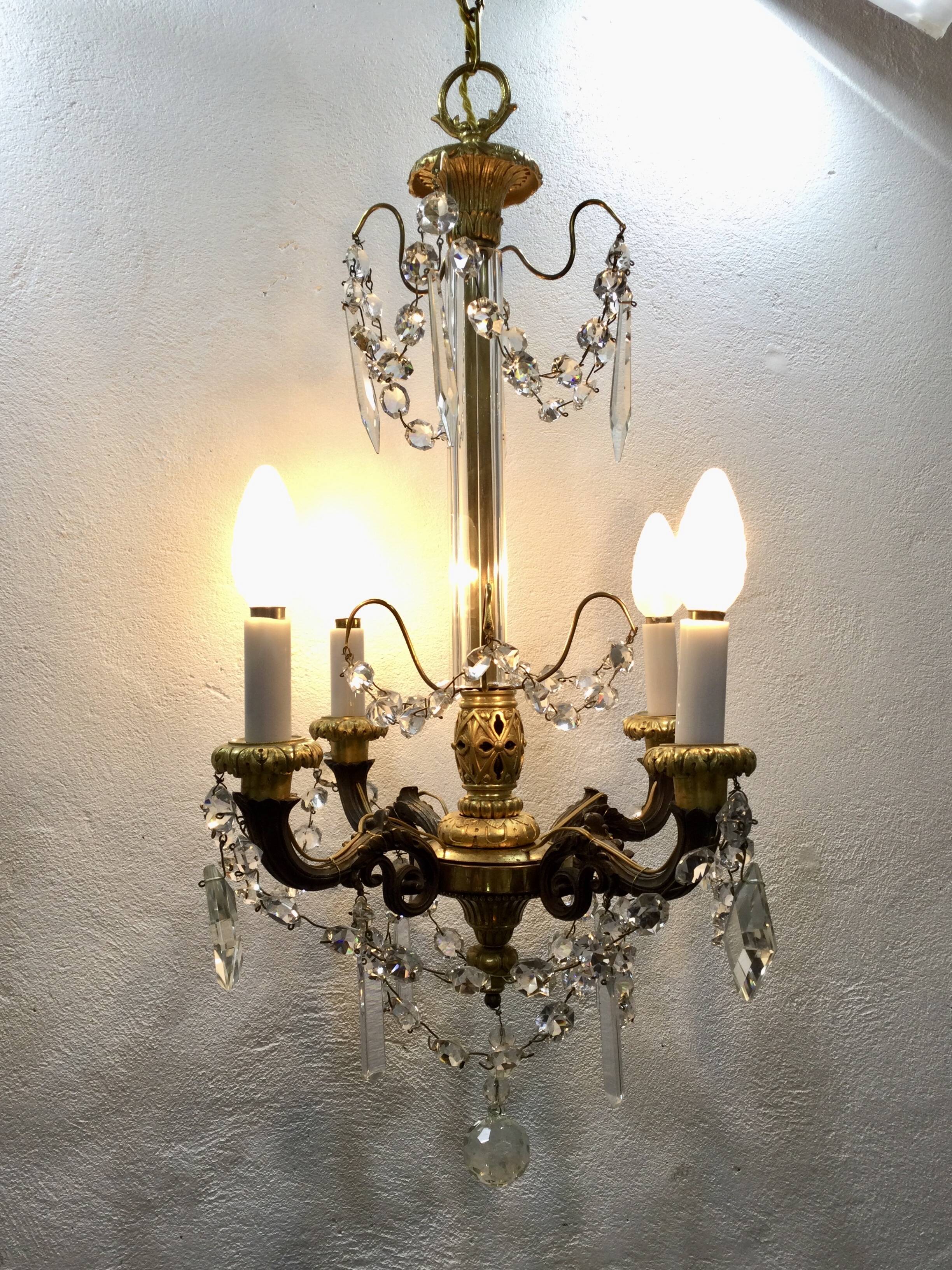 4-light bronze Napoleon III chandelier