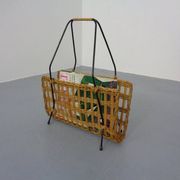 Magazine rack in filigree rattan and steel, 1960s