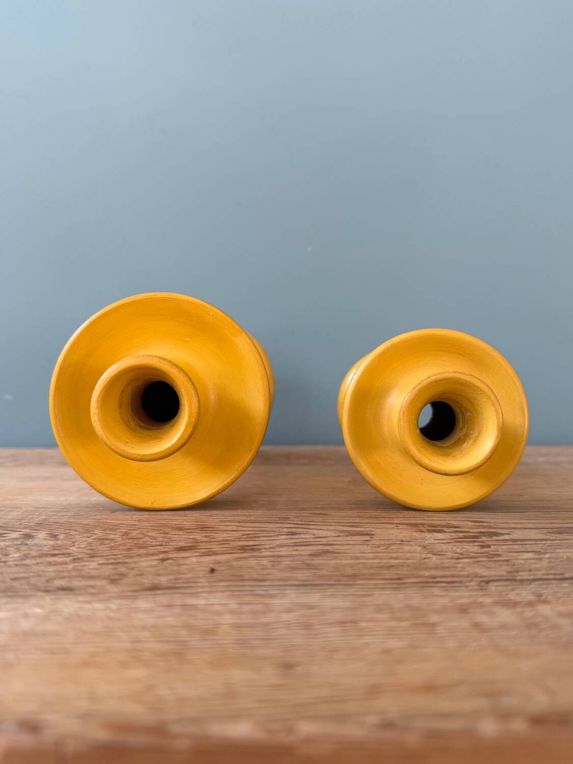 Two yellow ocher Tamegroute candle holders