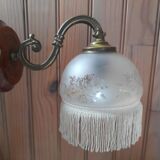 Gooseneck wall lamp fringed globe art deco
