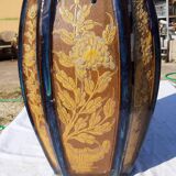 Vase chine en grés émaillé estampillé cachet en creux