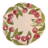 Longchamp barbotine plate with cherries from the early 20th century.