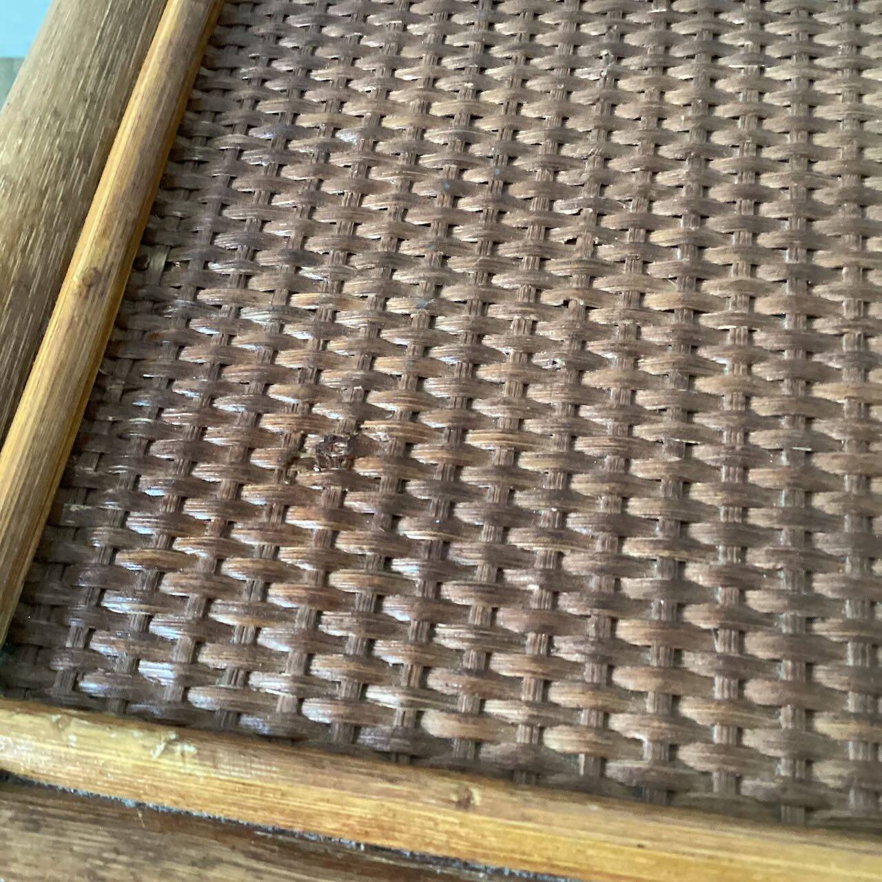 Vintage woven rattan and wicker bedside table