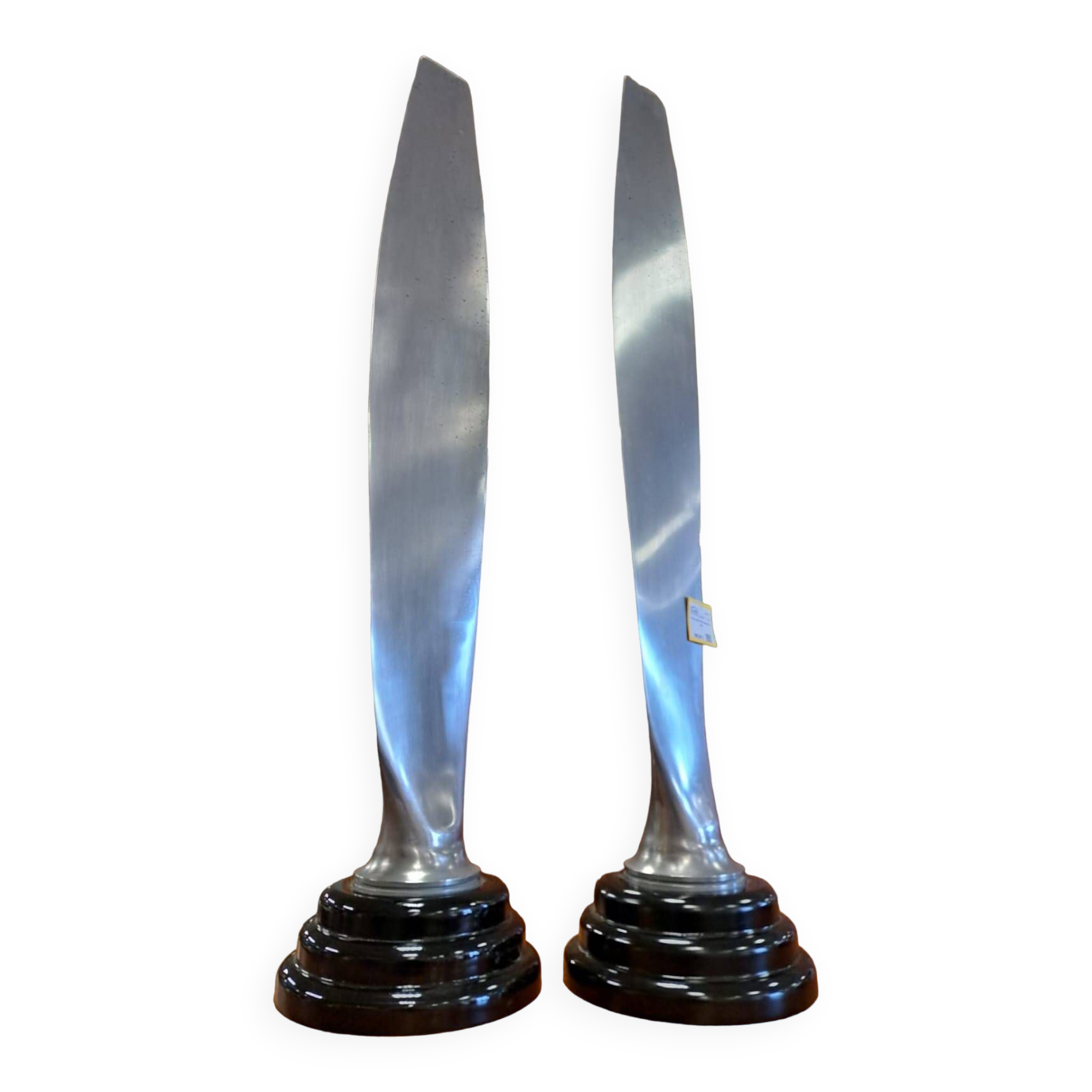 Pair of aircraft design blades on supports