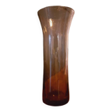 Blown glass vase, smoked, bubble from the 60s