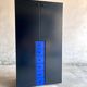 Interlübke Black MDF Cabinet with Blue Drawers, German Design from 1980s
