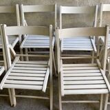 Extra folding chair / garden chair / vintage white lacquered solid wood office chair