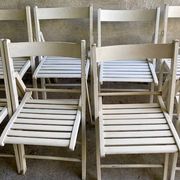 Extra folding chair / garden chair / vintage white lacquered solid wood office chair