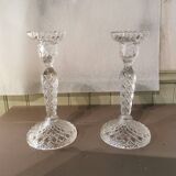 Pair of molded glass candlesticks