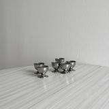 6 vintage stainless steel egg cups