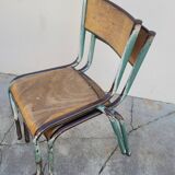 Pair of vintage Mullca metal school chairs 1950s
