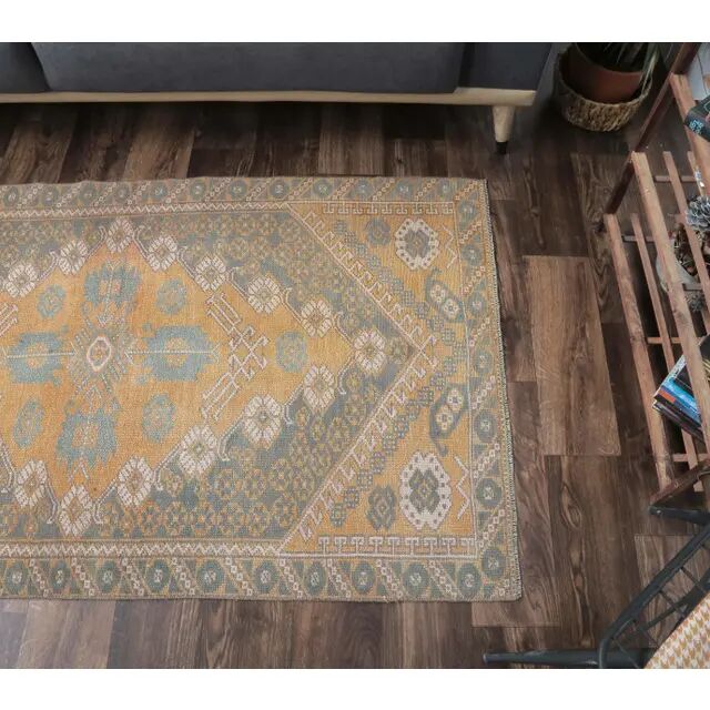 1970s Turkish Hand-Knotted Wool Runner Rug 92x175
