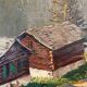 Old painting, Swiss mountain landscape signed H Herzer, mid-XX century
