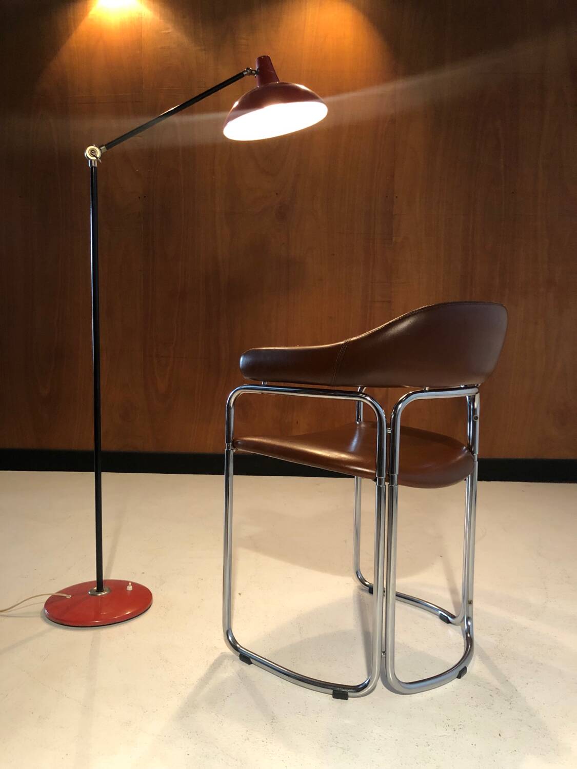 Vintage leather and chrome chair circa 1970