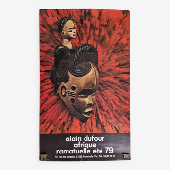 Original exhibition poster, Igbo Mask, Alain Dufour 1979, 72 cm