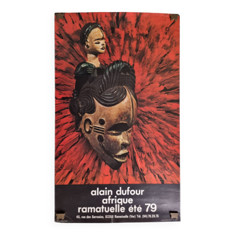 Affiche d'exposition originale, Masque Igbo, Alain Dufour 1979, 72 cm