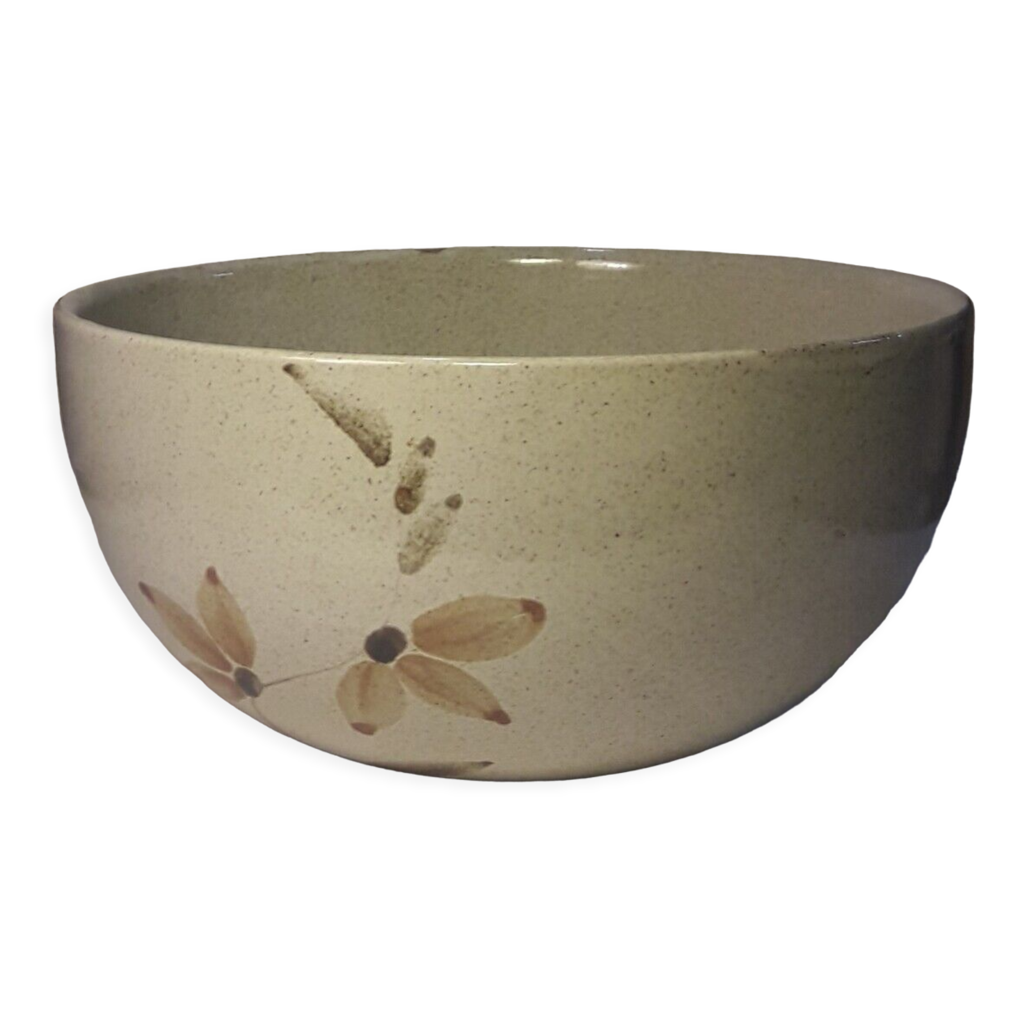 Sandstone salad bowl 23,5cm diameter vintage flat hollow