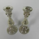 Set of 2 mercury candlesticks, circa 1900 (poor man's silver)
