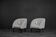Mid-century modern Scandinavian rounded armchairs with black and white stripes, 1960s.