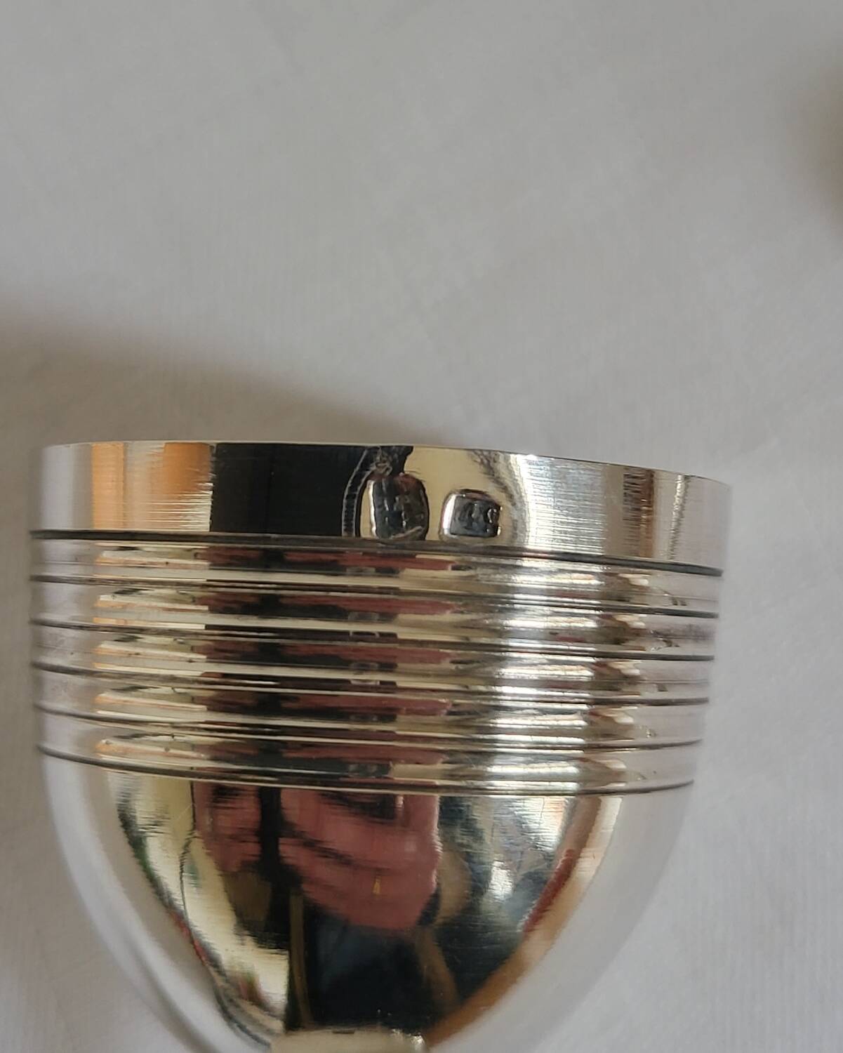 Egg Cup and Small Spoon in Silver Metal