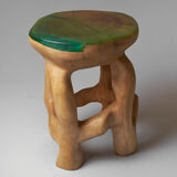 Unique Carved Stool From Single Piece of Wood
