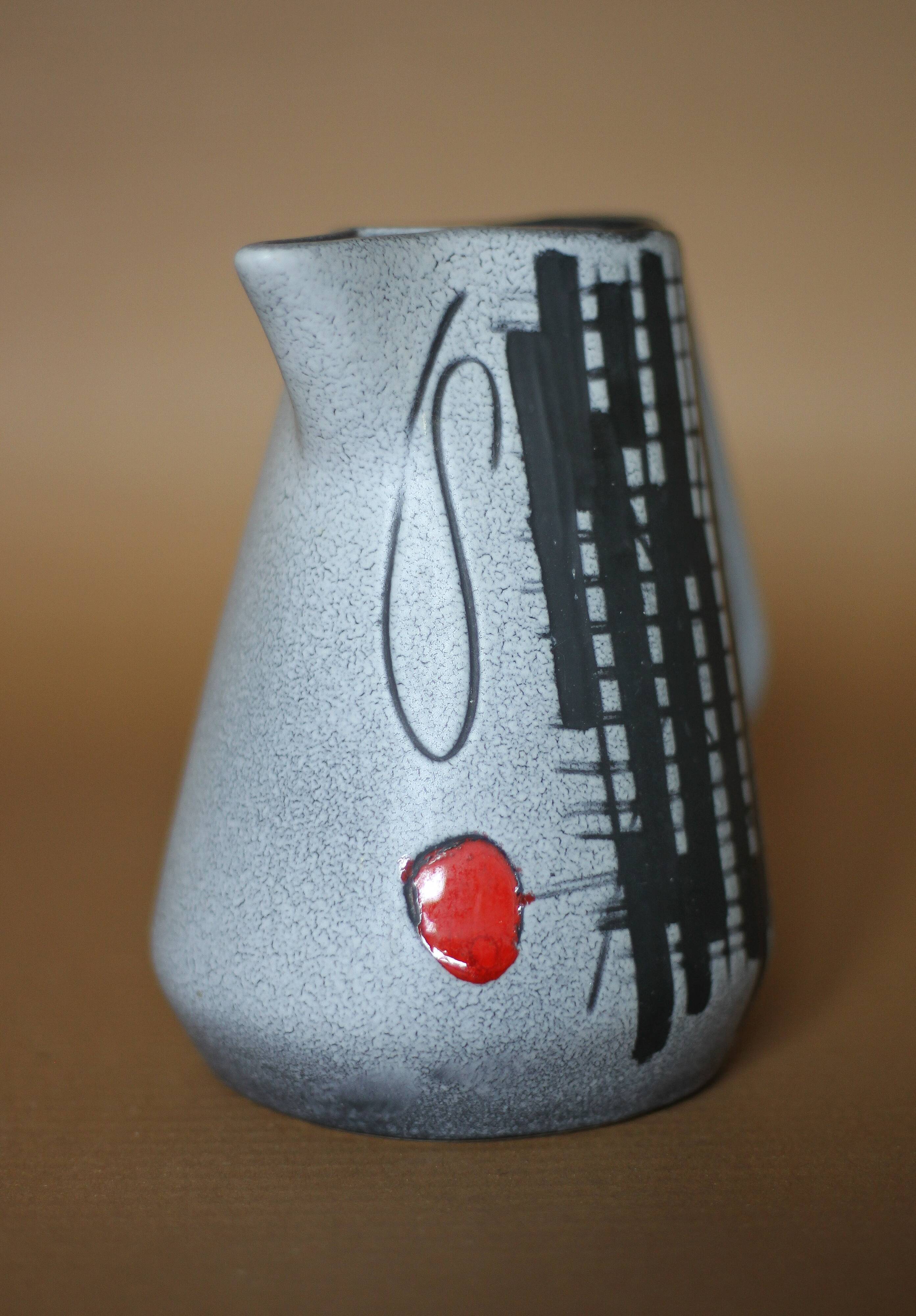 Pitcher Vallauris François Caleca, signed ceramic pitcher, ceramic carafe, modernist, 50's