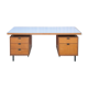 Wood desk and black metal structure with melamine top, Charron Edition, large office 2 boxes