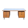 Wood desk and black metal structure with melamine top, Charron Edition, large office 2 boxes