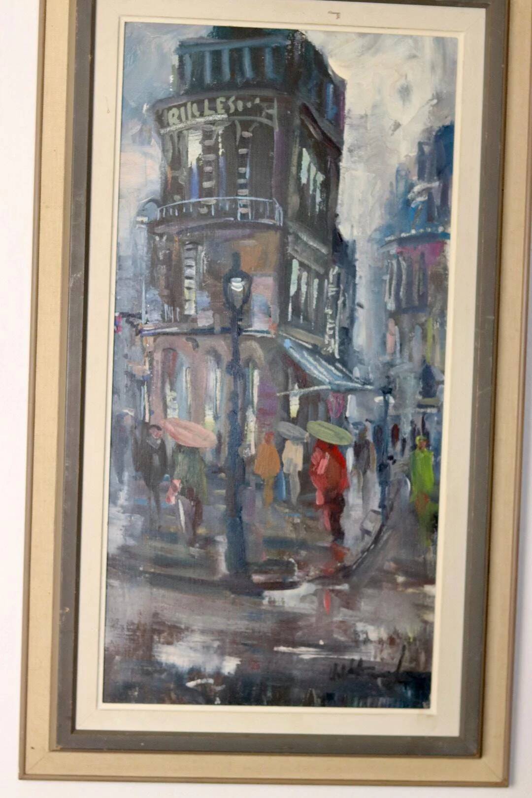 Peinture à l'huile sur panneau du milieu du siècle « Paris »