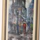 Peinture à l'huile sur panneau du milieu du siècle « Paris »