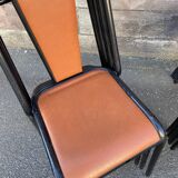 Chaise d'école vintage simili cuir 1960
