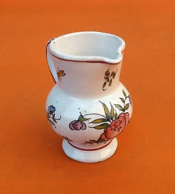Milk jug XIXth polychrome ceramic floral decoration
